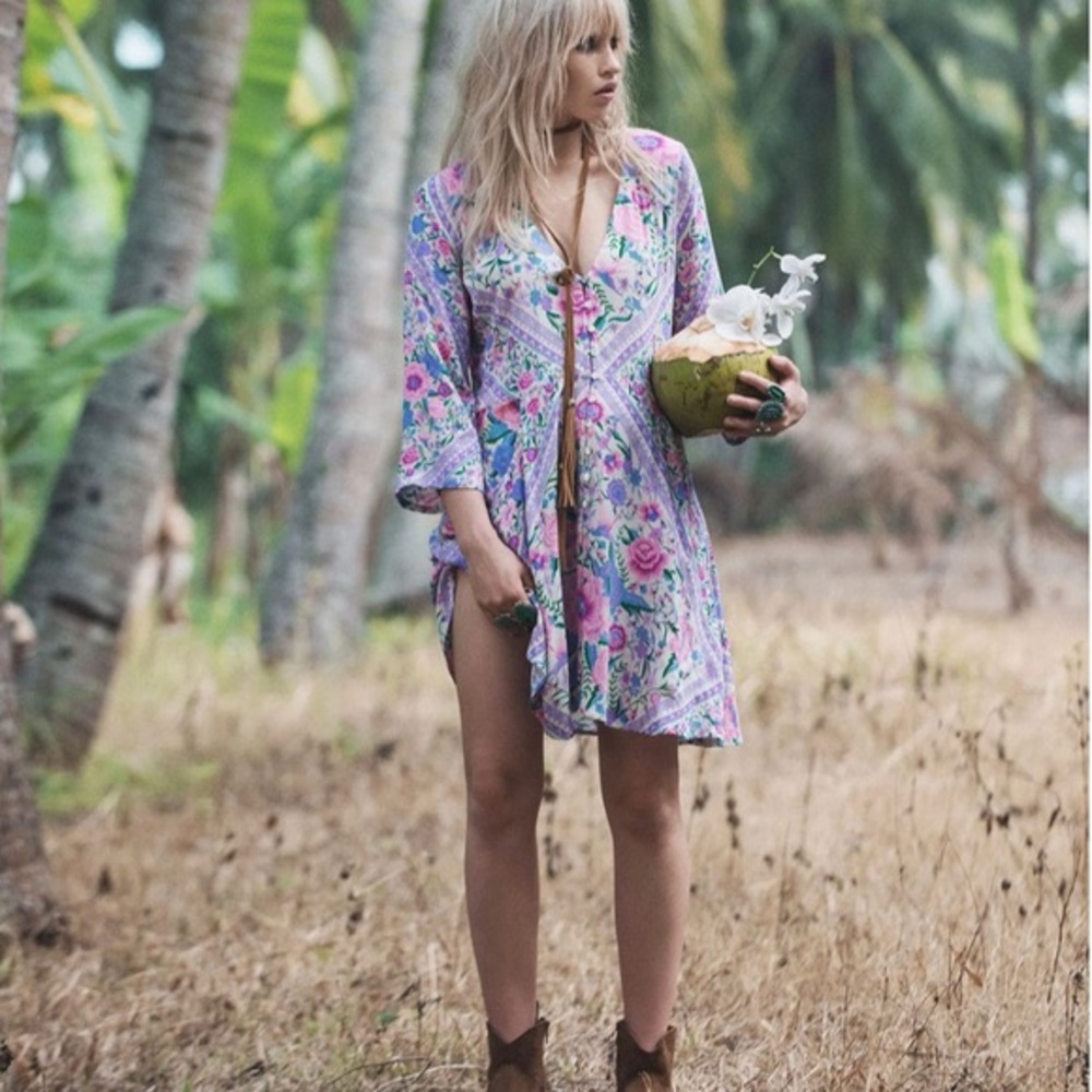 Spell & The Gypsy Babushka Lavender Playdress Mini Dress L